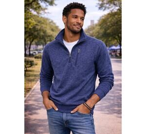 Woolrich Mens Sweater 1/4 Zip Mock Neck Sweater Fleece Lined Sweater Size XL
